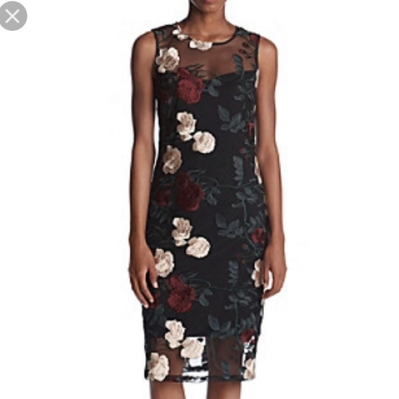 Calvin Klein Embroidered Black Floral Dress Size 4 - Picture 10 of 10